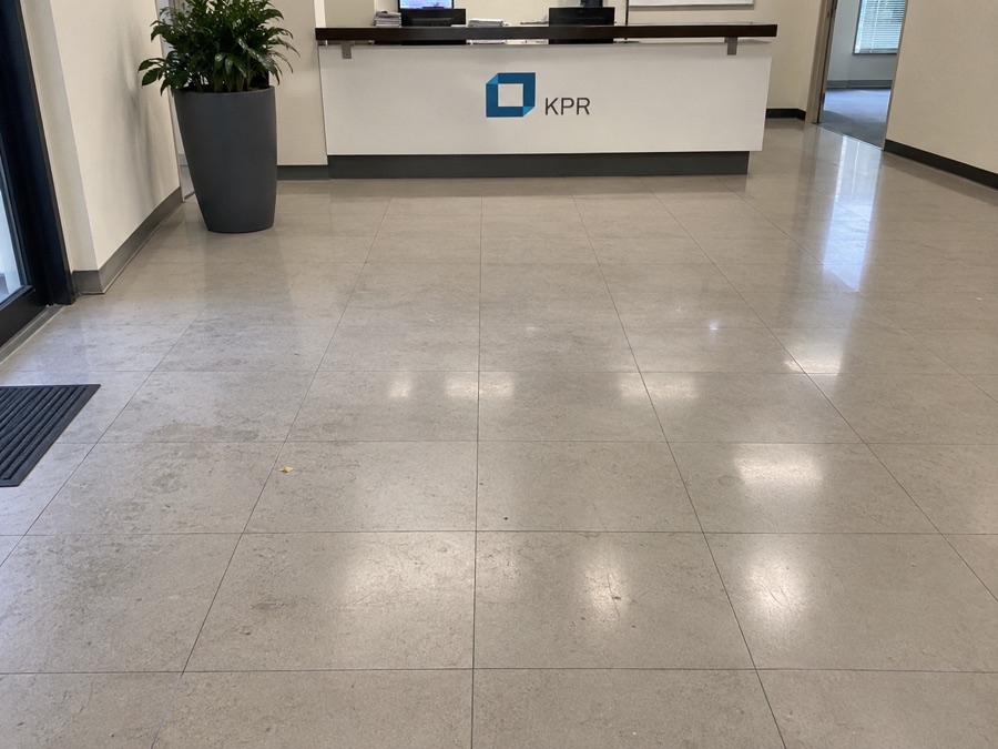 Reception and lobby floor after cleaning