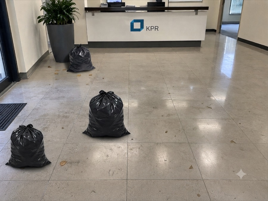 Reception and lobby floor before cleaning